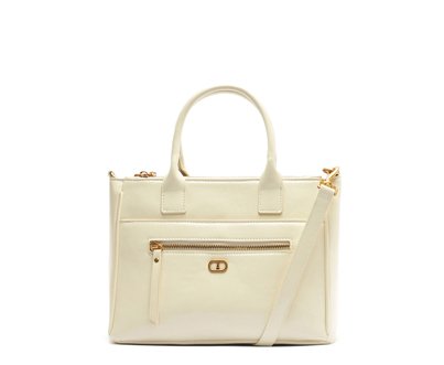 Bolsa Tote Média Bolso Frontal Detalhe Branca